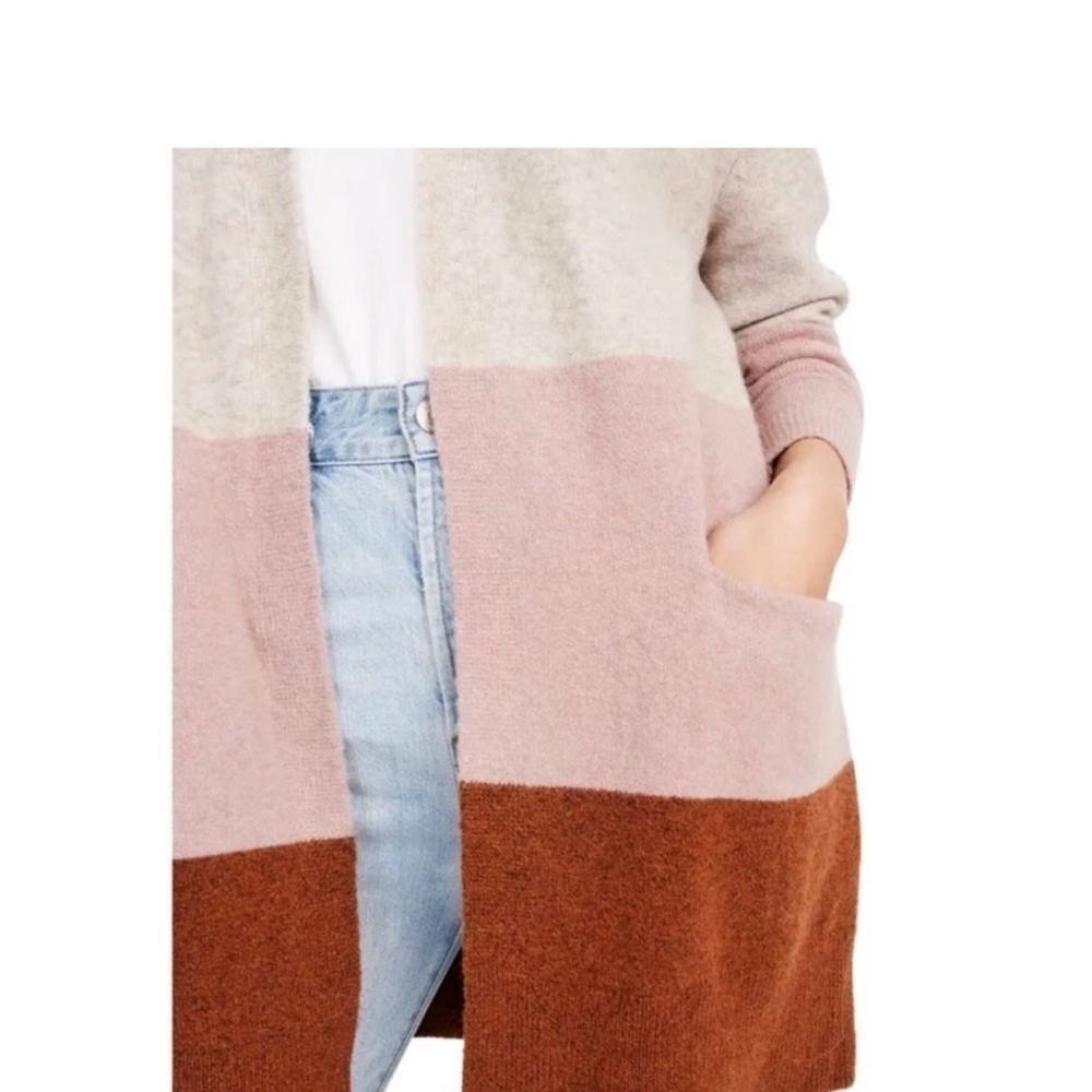Madewell Ryder Stripe Cardigan Cream Pink color Block Color Stripped Sweater XXS - Picture 4 of 15